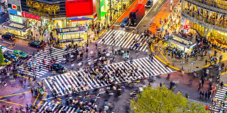 Crowded pedestrian crossing